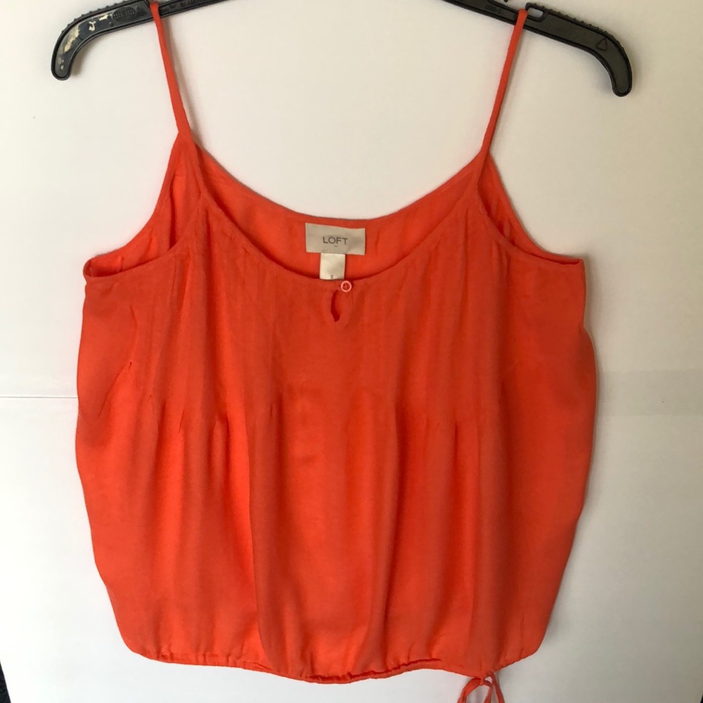 LOFT Camisole Orange Coral Spaghetti Strap Loose Fit Top Size S